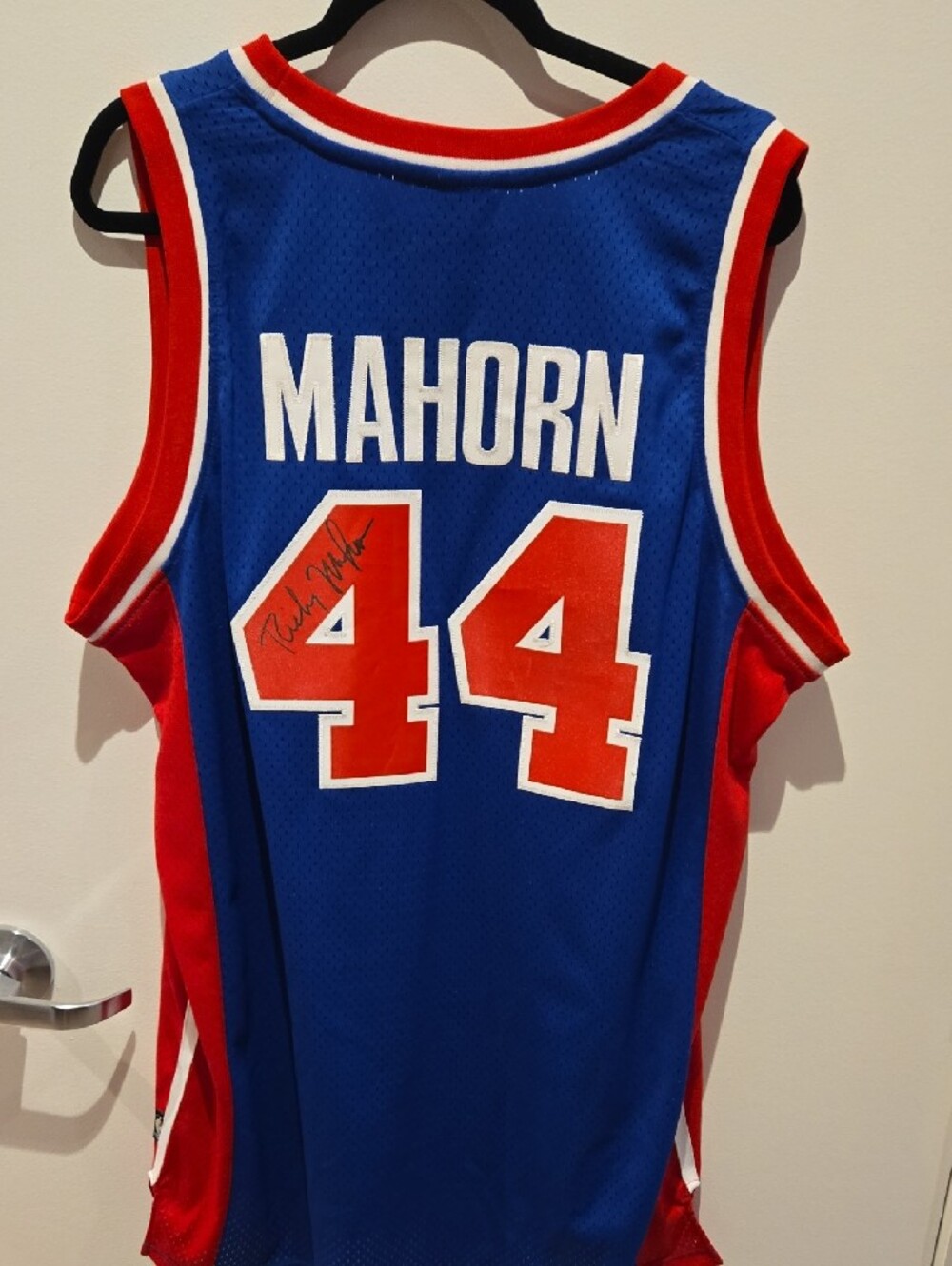 Reebok Blue and Red Pistons Basketball Jersey #44